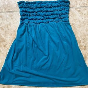 Xhilaration ruffle top swim cover up; women’s Large; teal blue